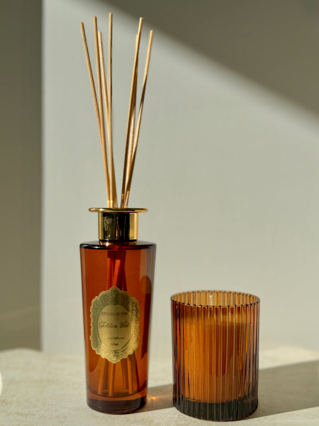 Golden Veil - Oda Kokusu Seti (Çubuklu Oda Kokusu & Mum)