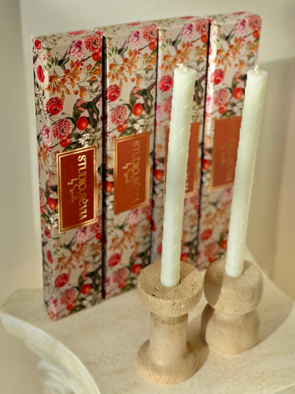 CORALIE - 2'li Kabuk Desen Şamdan Mum (Krem)