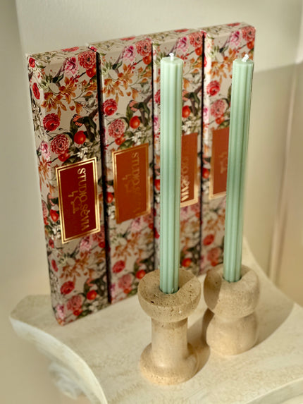 LINEA - 2'li Şerit Desen Şamdan Mumu (Su Yeşili)