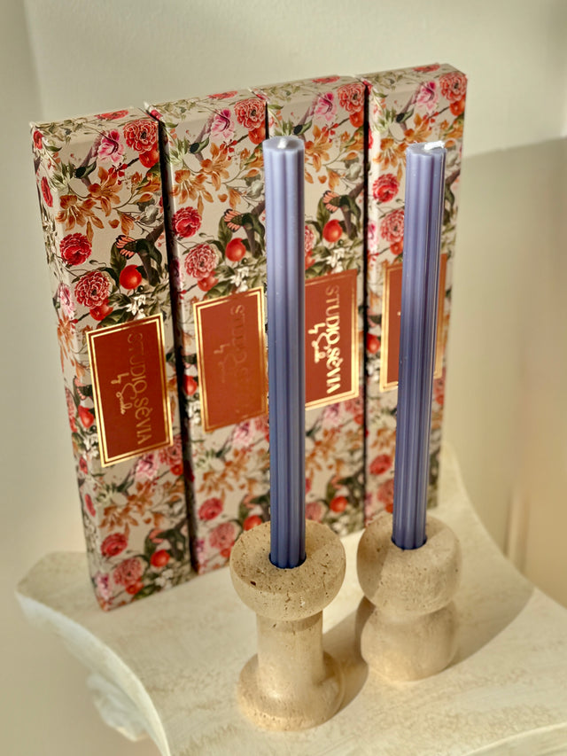 LINEA - 2'li Şerit Desen Şamdan Mumu (Antrasit)